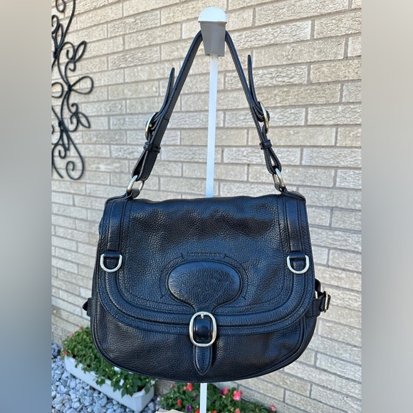 BURBERRY Black Leather Saddle Bag - AUTHENTIC - Picture 1 of 13